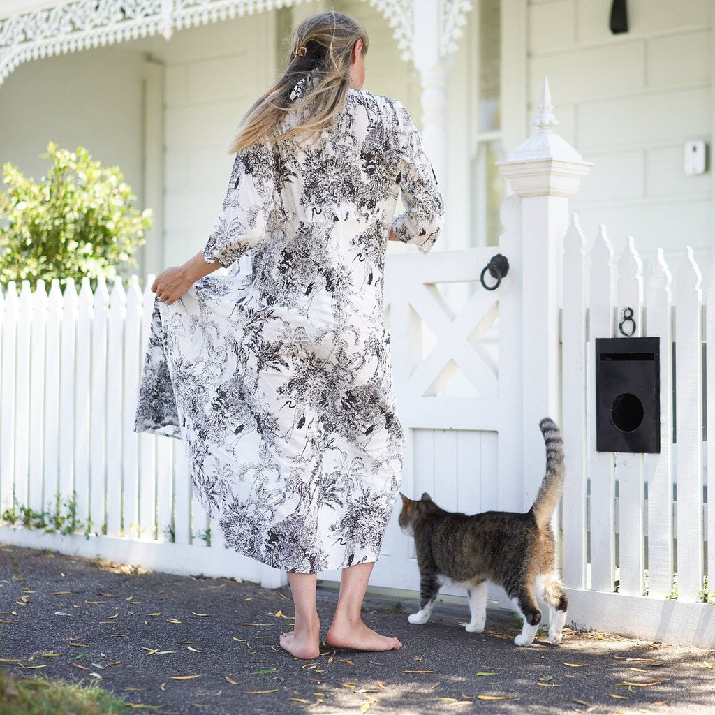 Sana Tropic Print Cotton Wrap Maxi Dress – back view