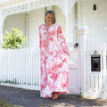 Saanvi Vintage Botanical Cotton Wrap Maxi Dress – front view