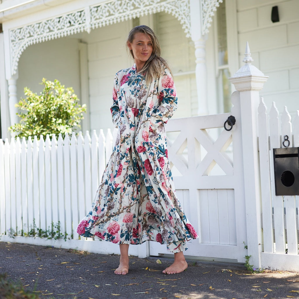 Ria Resort Print Cotton Wrap Maxi Dress – side view