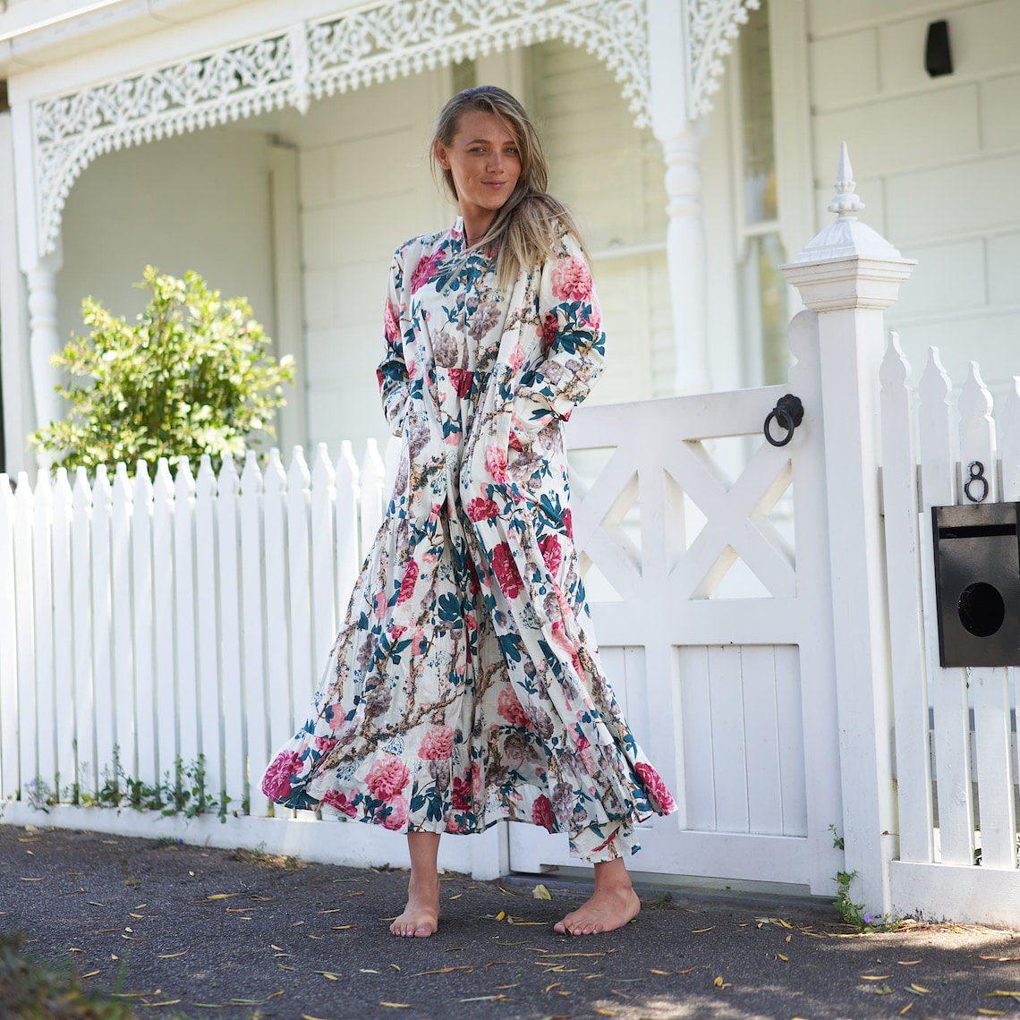 Ria Resort Print Cotton Wrap Maxi Dress – side view
