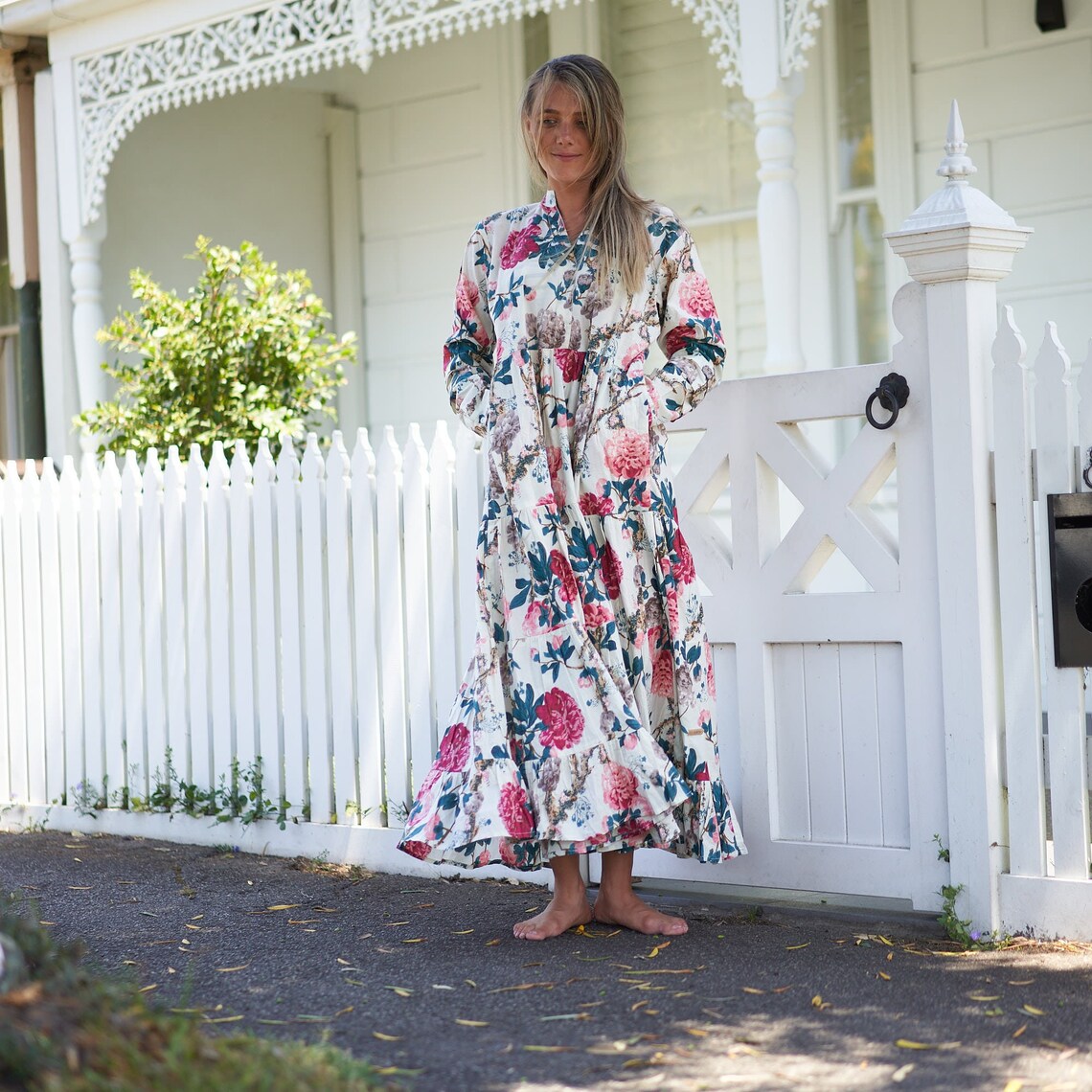 Ria Resort Print Cotton Wrap Maxi Dress – styled look