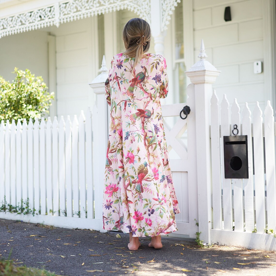 Shreya Sea Floral Cotton Wrap Maxi Dress – styled look