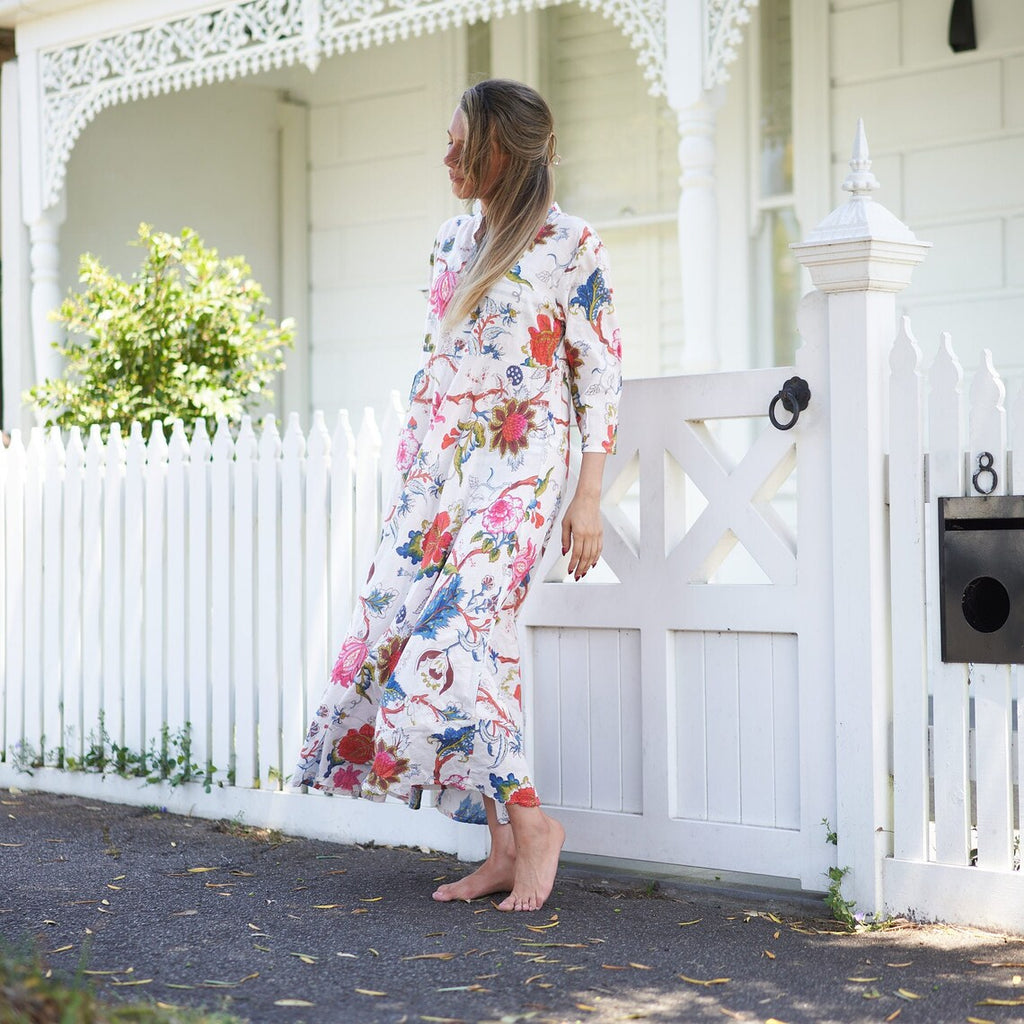 Shanaya Coastal Charm Cotton Wrap Maxi Dress – front view