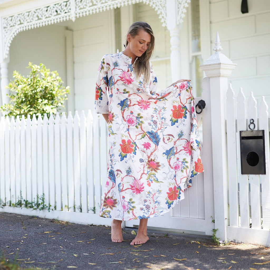 Shanaya Coastal Charm Cotton Wrap Maxi Dress – back view