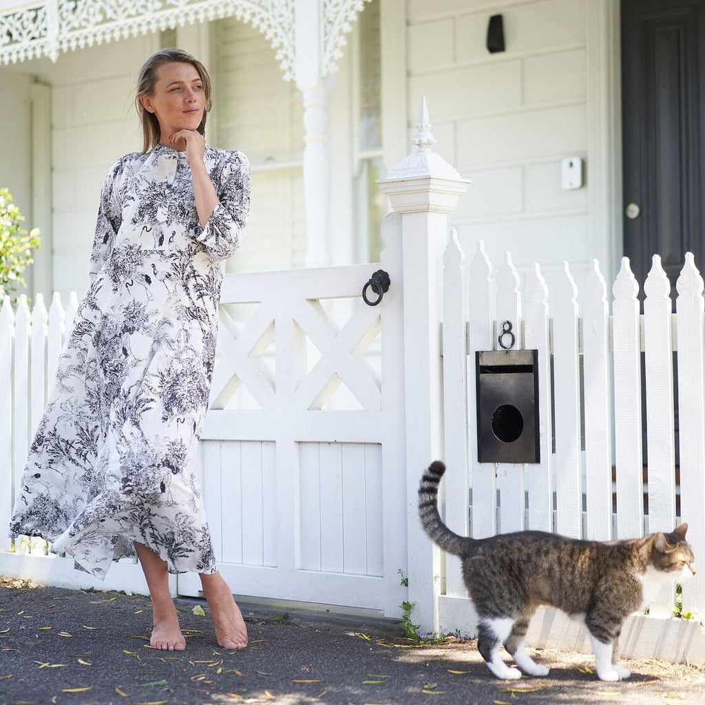 Sana Tropic Print Cotton Wrap Maxi Dress – front view