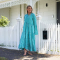Ruhi Coastal Print Cotton Wrap Maxi Dress – front view