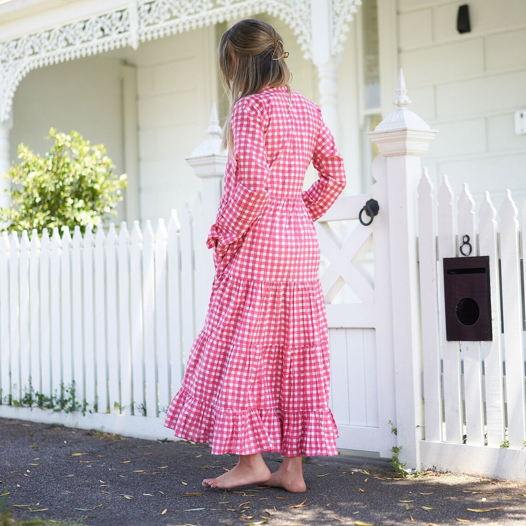 Roshni Holiday Print Cotton Wrap Maxi Dress – back view