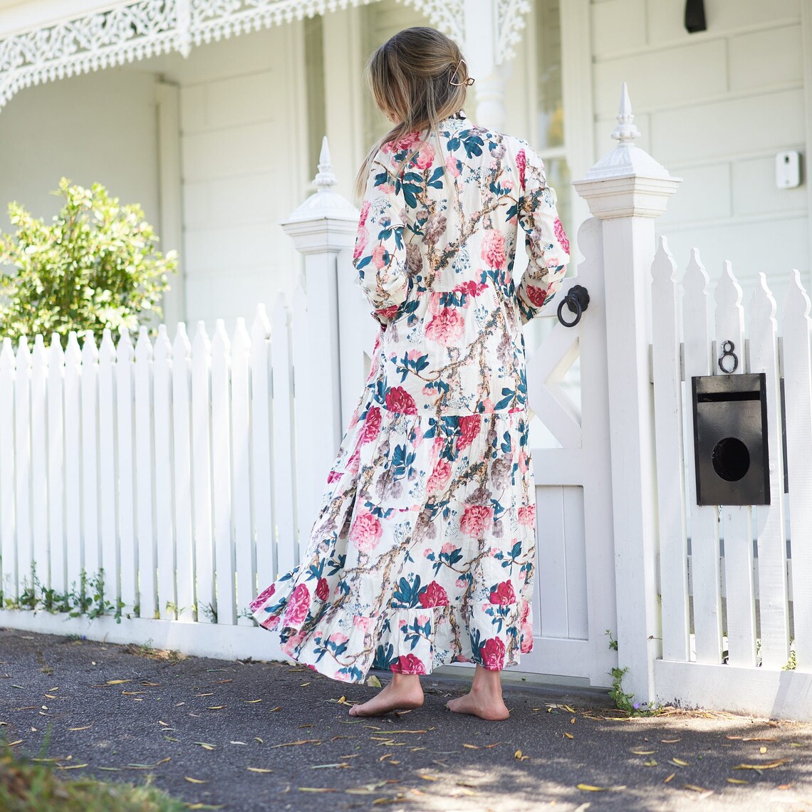 Ria Resort Print Cotton Wrap Maxi Dress – close-up